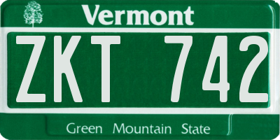 VT license plate ZKT742