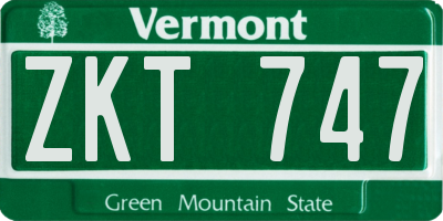 VT license plate ZKT747