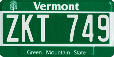 VT license plate ZKT749