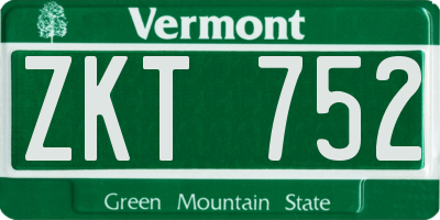 VT license plate ZKT752