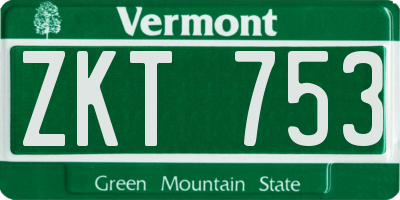 VT license plate ZKT753