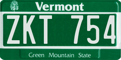 VT license plate ZKT754
