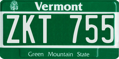 VT license plate ZKT755