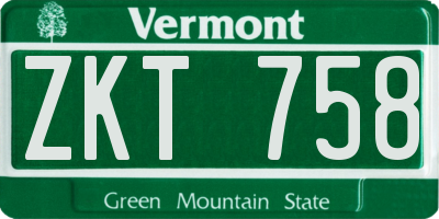 VT license plate ZKT758