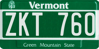 VT license plate ZKT760