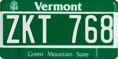 VT license plate ZKT768