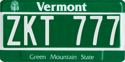 VT license plate ZKT777