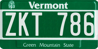 VT license plate ZKT786