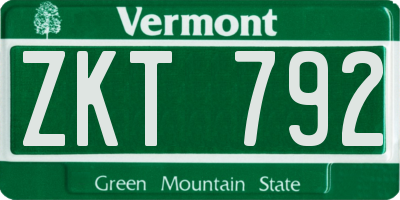 VT license plate ZKT792