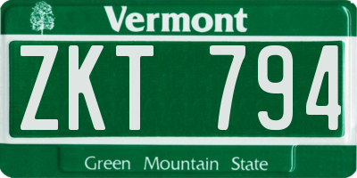 VT license plate ZKT794