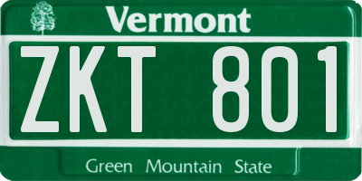 VT license plate ZKT801