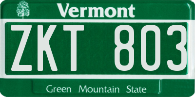 VT license plate ZKT803