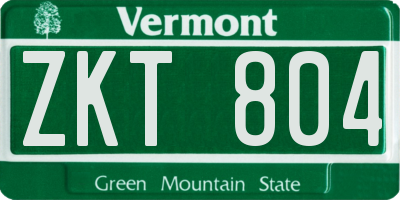 VT license plate ZKT804