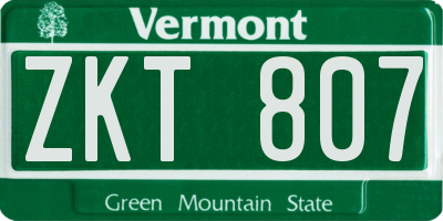 VT license plate ZKT807