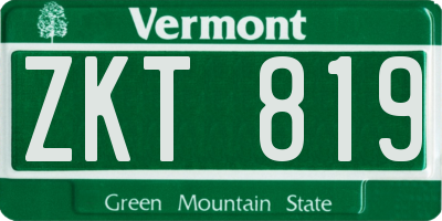 VT license plate ZKT819