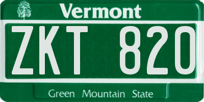 VT license plate ZKT820