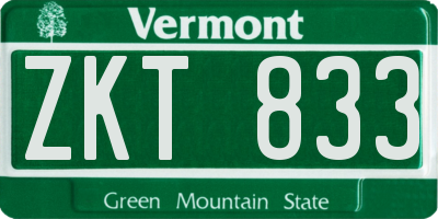 VT license plate ZKT833