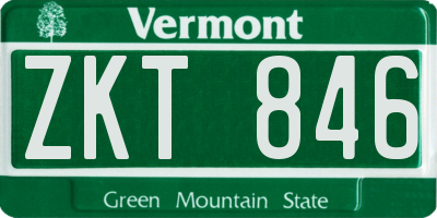 VT license plate ZKT846