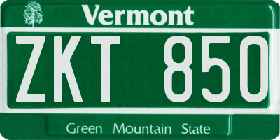 VT license plate ZKT850