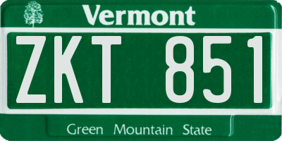 VT license plate ZKT851