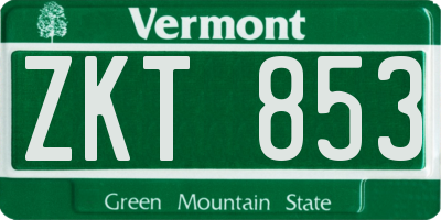 VT license plate ZKT853