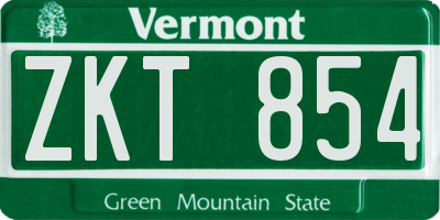 VT license plate ZKT854