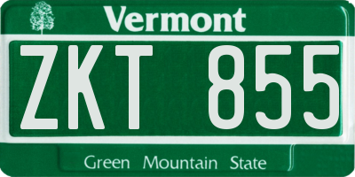 VT license plate ZKT855