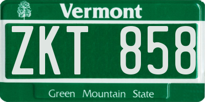 VT license plate ZKT858