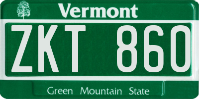 VT license plate ZKT860