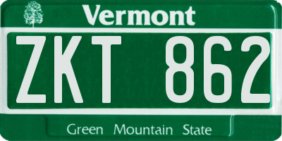 VT license plate ZKT862