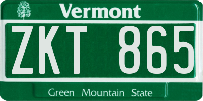 VT license plate ZKT865