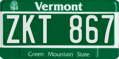VT license plate ZKT867