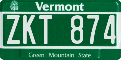 VT license plate ZKT874