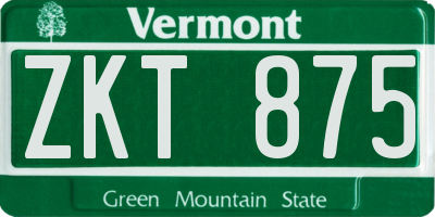 VT license plate ZKT875