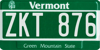 VT license plate ZKT876