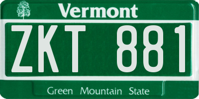 VT license plate ZKT881