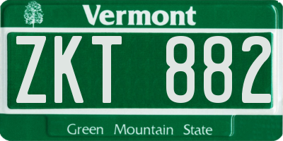 VT license plate ZKT882