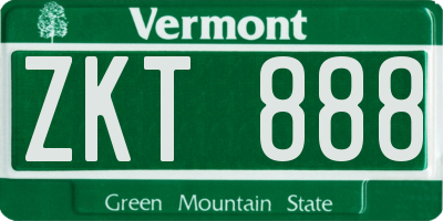 VT license plate ZKT888