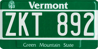 VT license plate ZKT892