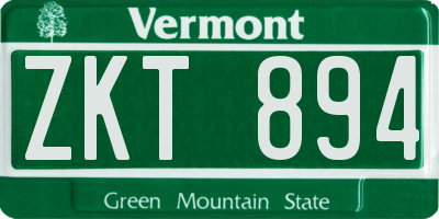 VT license plate ZKT894