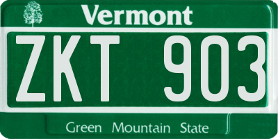 VT license plate ZKT903