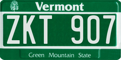 VT license plate ZKT907