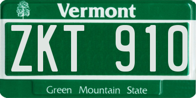 VT license plate ZKT910