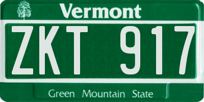 VT license plate ZKT917
