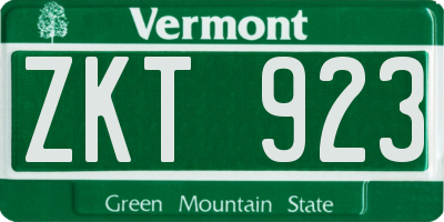 VT license plate ZKT923