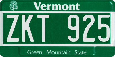 VT license plate ZKT925