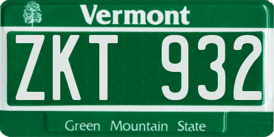 VT license plate ZKT932