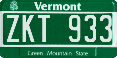 VT license plate ZKT933