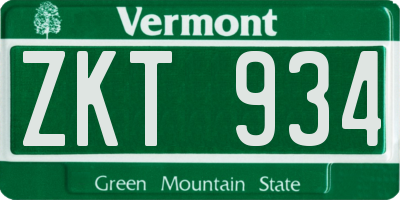 VT license plate ZKT934