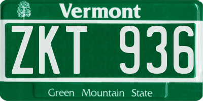 VT license plate ZKT936